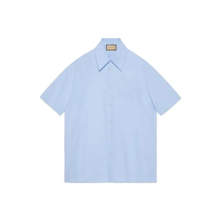 GUCCI Logo Embroidered Poplin Shirt-0