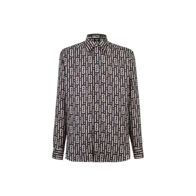 FENDI Monogrammed Collared Long Sleeved Shirt-0