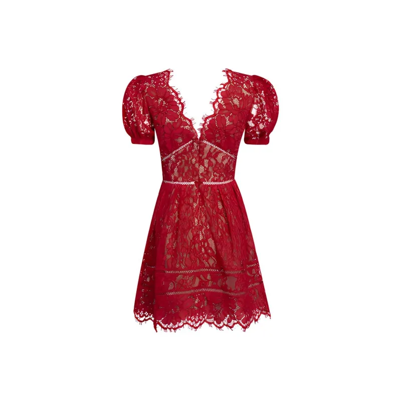 Self portrait SS21 Short Sleeved Dresses Women's Red-1