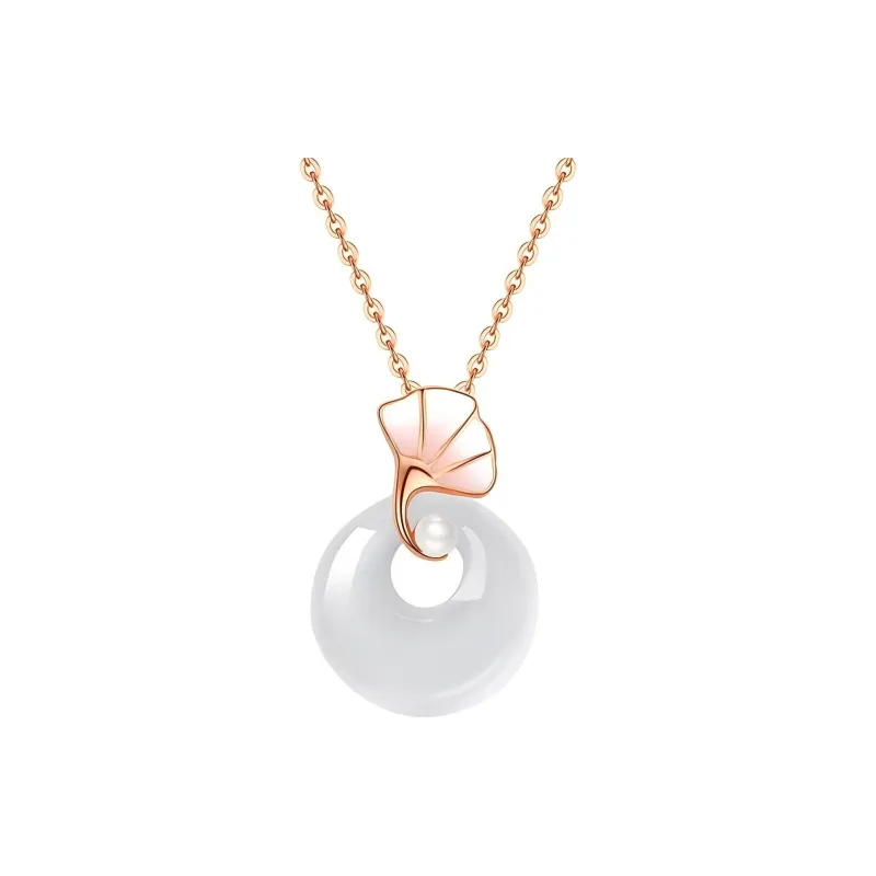 Artisan Lock Heart Jade Natural Chalcedony Necklaces Women's-0