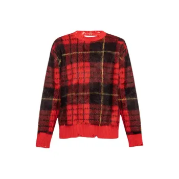 Alexander McQueen Check Pattern Distressed Jumper