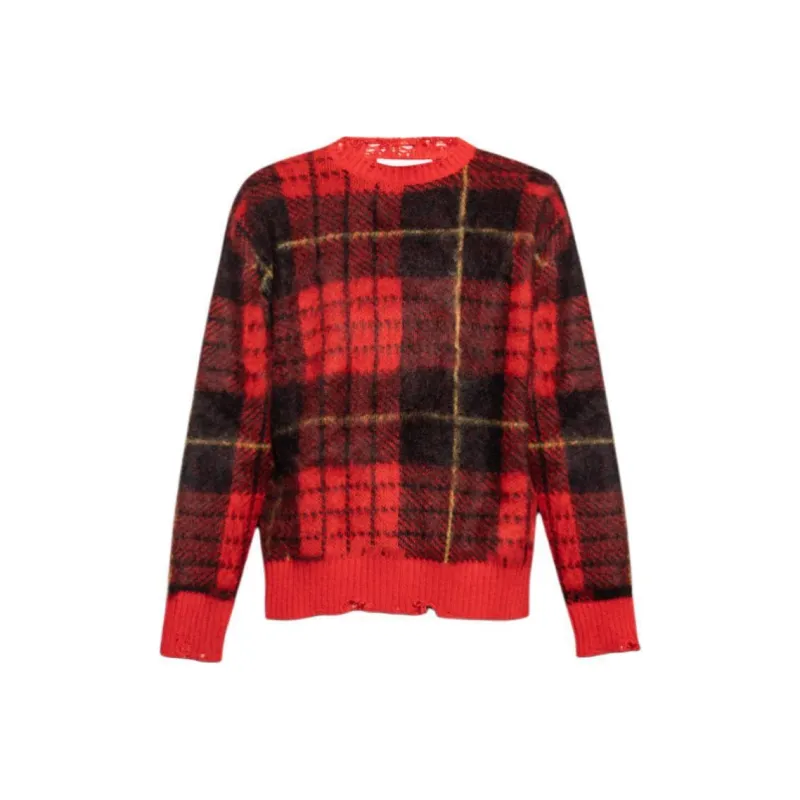 Alexander McQueen Check Pattern Distressed Jumper-0