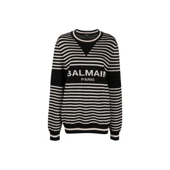 BALMAIN Striped Intarsia Logo Jumper