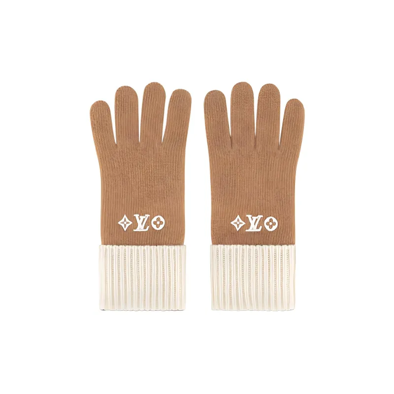 LOUIS VUITTON HEADLINE Knit Gloves Women's Brown-1