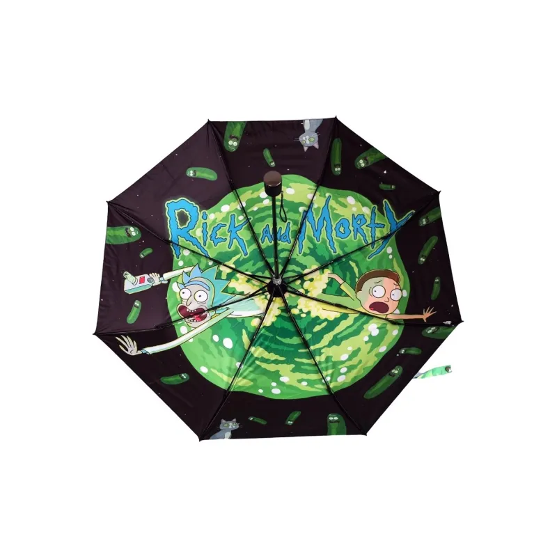 SMITH CHU Automatic Umbrella Manual Sun Umbrella Dense Rick And Morty Umbrella Quirky TV Green-3