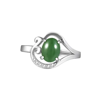 EZRA 925 Sterling Silver Hetian Jade Rings Women's Jasper