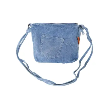 Single Warehouse Denim Shoulder Bag Medium Size Unisex Light Blue/Dark Blue