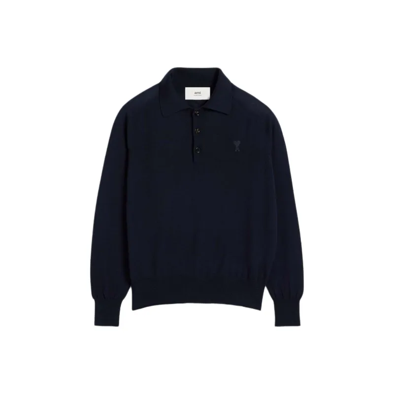 AMIPARIS Paris Ami De Coeur Knitted Polo Shirt-0