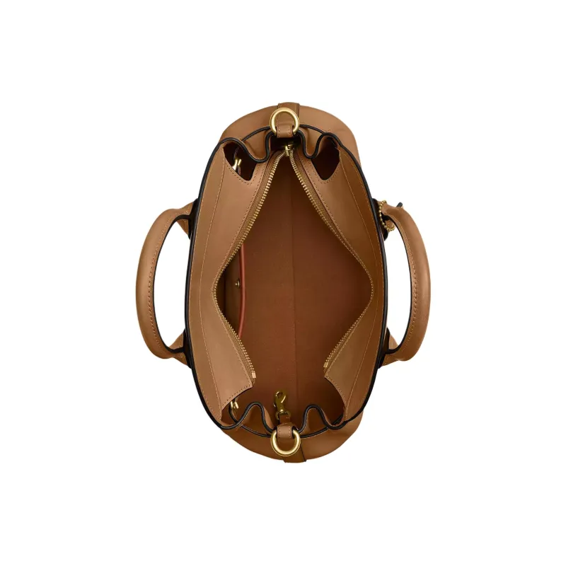 COACH Empire Carryall Textured Leather One Shoulder Handbag Large Size Women's Brass & Honey Brown-3