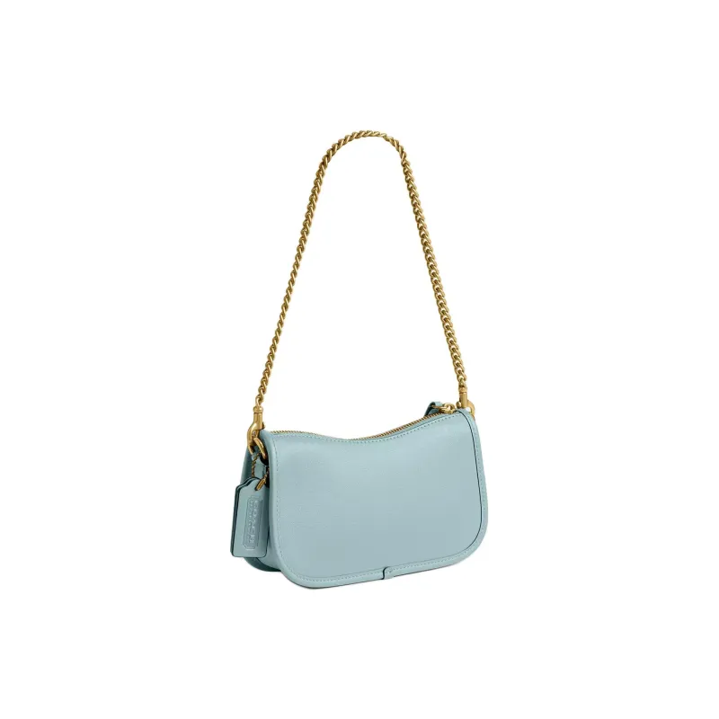 COACH Swinger Leather Handbag, Shoulder Bag Small Size Women's Light Blue-1