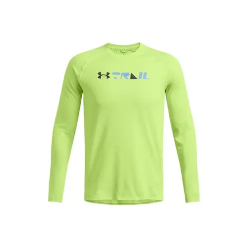 Under Armour UA Trail Run Graphic Shirt Men's Shape Green Dark Gray Reflective