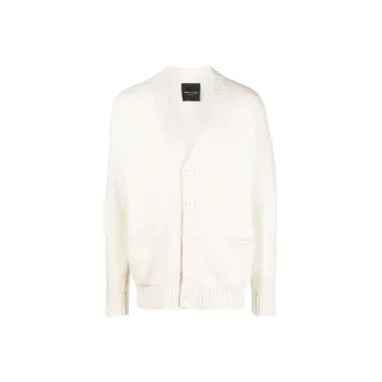 ROBERTO COLLINA FW22 V-Neck Fitted Long-Sleeved Knitwear Men's White