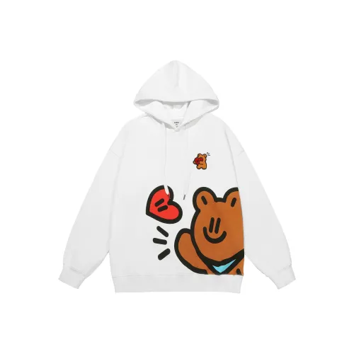 Guuka Bear Embroidered Hoodie Loose Fit Unisex White