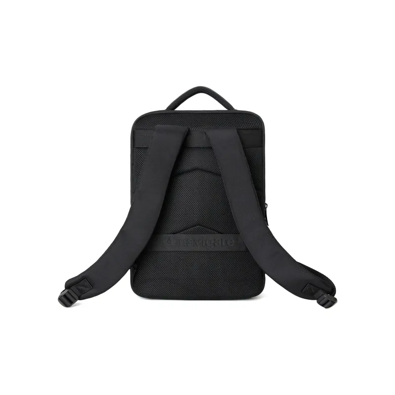 NAVIGARE Fabric With Top Grain Cow Leather Backpack Regular Men's Black-3