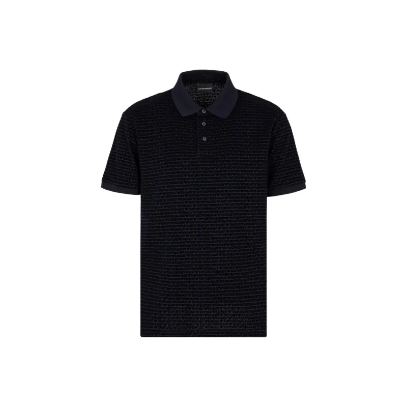 EMPORIO ARMANI Asv Lyocell blend Jersey Polo Shirt With Flocked Lettering All Over-0