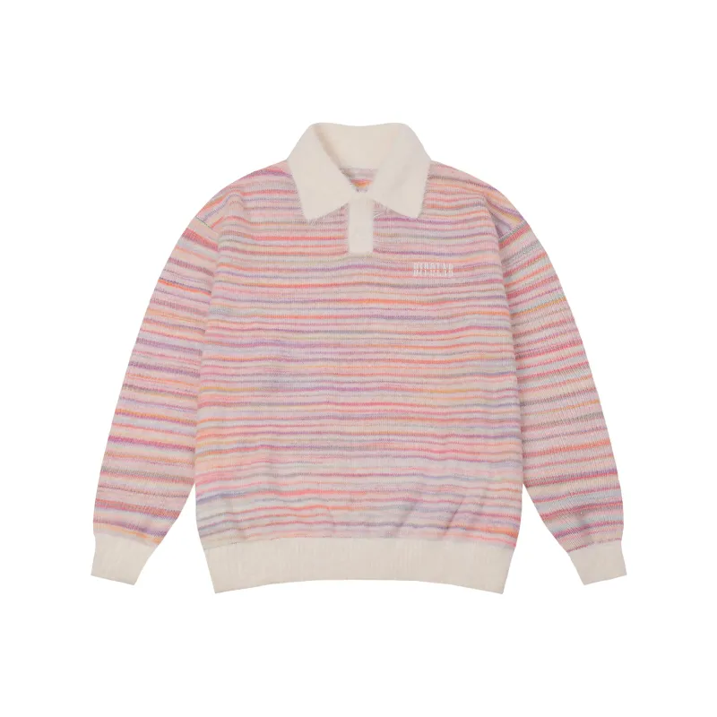 BIPOLAR POLO Sweater Unisex Colorful Striped Blue-0