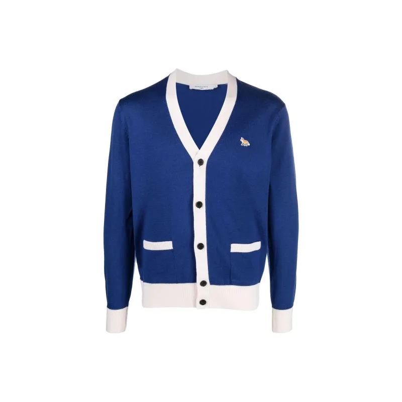 Maison Kitsune Sweaters Unisex Blue White Two Tone-0