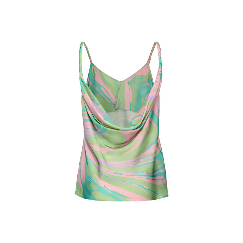 PINKO Marble Print Twisted Shoulder Strap Top-1