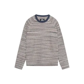 Stussy Textured Knit Contrast Collar Crew