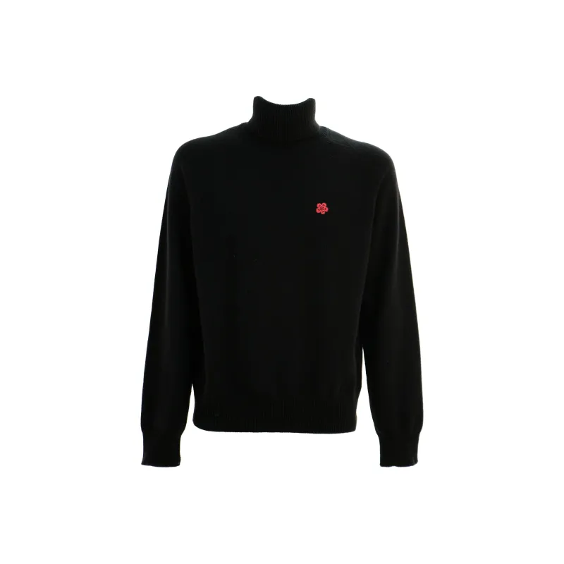 KENZO Turtleneck Boke Flower Embroidered Knitted Jumper-0