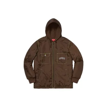 Supreme Sherpa Lined Nylon Zip Up Jacket