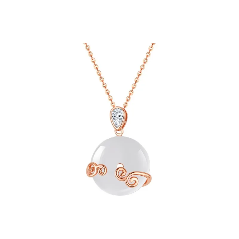 Artisan Lock Heart Jade Natural Chalcedony Necklaces Unisex-0
