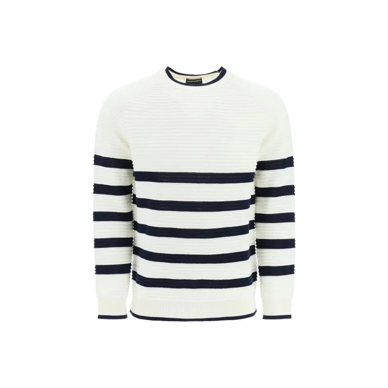 EMPORIO ARMANI Striped Knitted Sweater-0