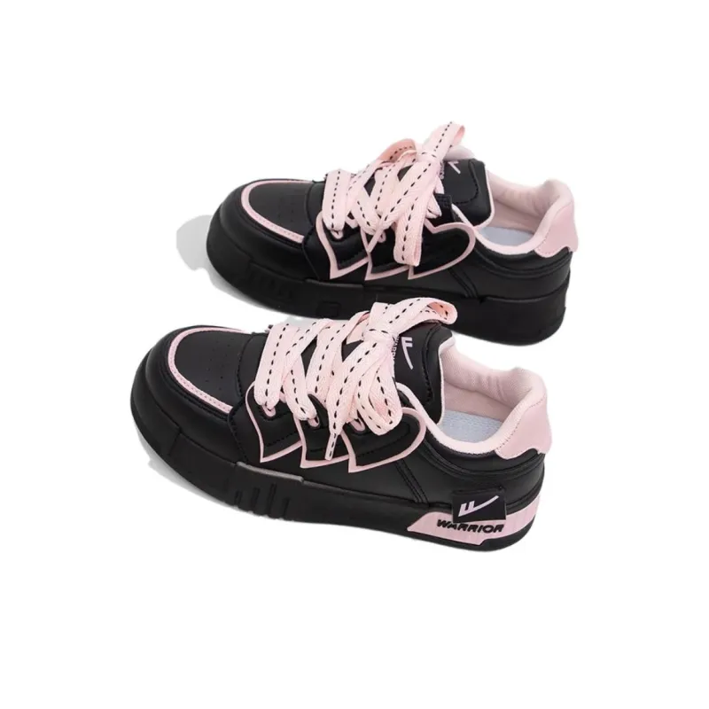 Warrior Wear resistant, Non slip And Breathable Low Top Skateboard Shoes Women's Black Light Pink-1