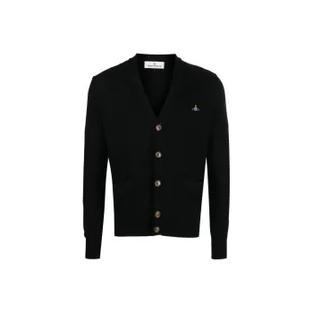 Vivienne Westwood Signature Orb Logo Embroidered V Neck Cardigan