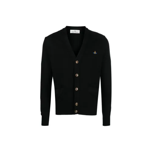 Vivienne Westwood Signature Orb Logo Embroidered V Neck Cardigan