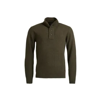 BARBOUR High Neck Half Buttoned Knit Jumper