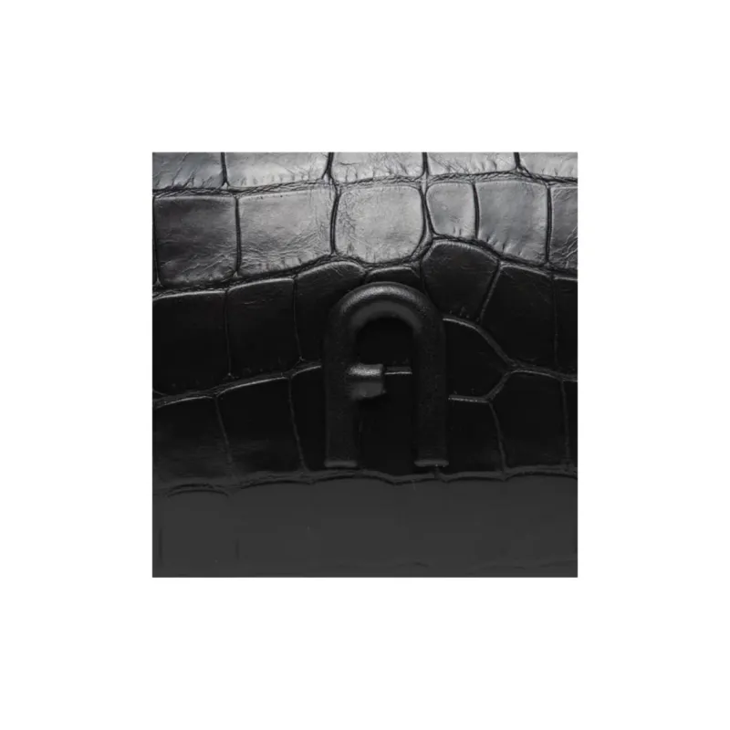 Furla Diamante Leather Handbag Shoulder Bag Women's Black-3