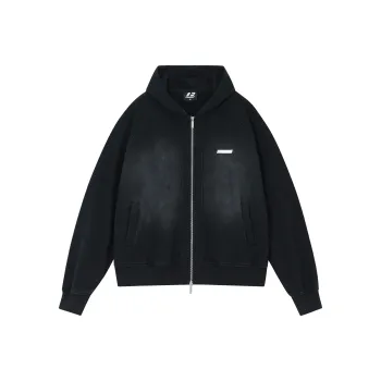 FORNINES Sweatshirt Jacket Unisex Washed Black