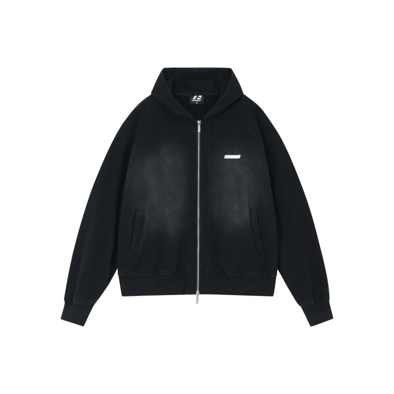 FORNINES Sweatshirt Jacket Unisex Washed Black-0