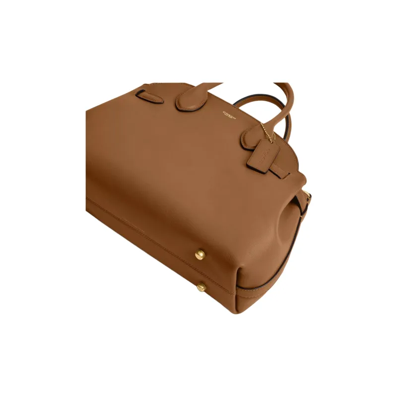 COACH Empire Carryall Textured Leather One Shoulder Handbag Large Size Women's Brass & Honey Brown-6