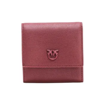 PINKO Love Birds Series Calfskin Wallet Women's Burgundy