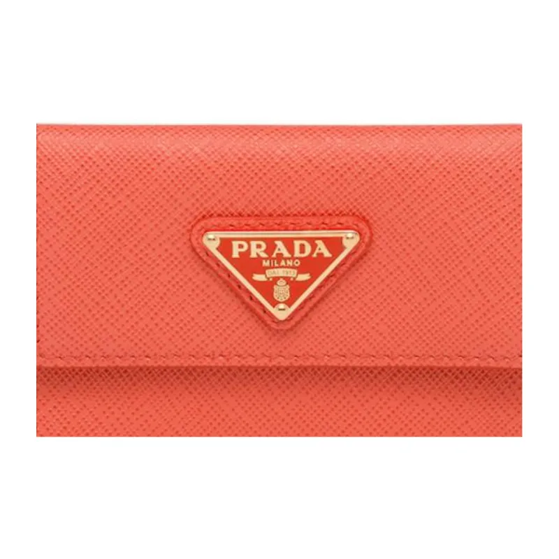 PRADA Saffiano Leather Card Holder Card Holder Women's Orange-3