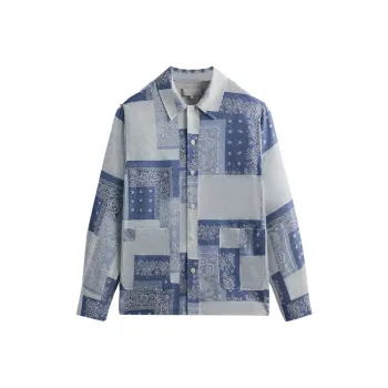 KITH Washed Paisley Long Sleeve Boxy Collared Overshirt