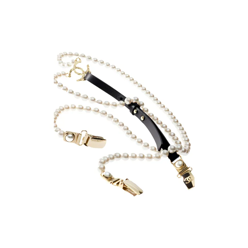 CHANEL Calfskin Metal Glass Suspender Unisex Black-1