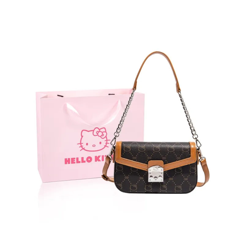 MESUCA Sanrio Hello Kitty Series PU Small Square Bag, Shoulder Bag, Crossbody Bag Women's Ecru/Khaki/Coffee-7