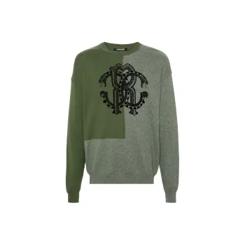 Roberto Cavalli RC-flocked Cotton-blend Jumper