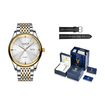 Playboy, Sky Collection Mechanical Movement Stainless Steel Watchband Watch Men's Watches Black Dial