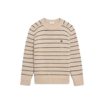 CELINE Triomphe Crew Neck Sweater In Striped Wool
