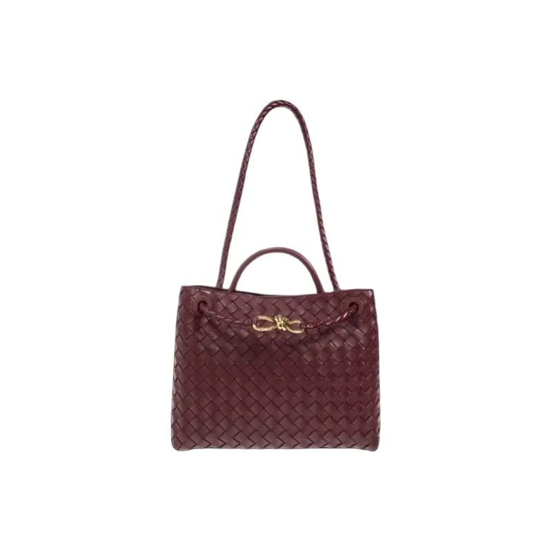 Bottega Veneta IntrecciatoAndiamo Collection Sheepskin One Shoulder Handbag Medium Size Women's Burgundy-1