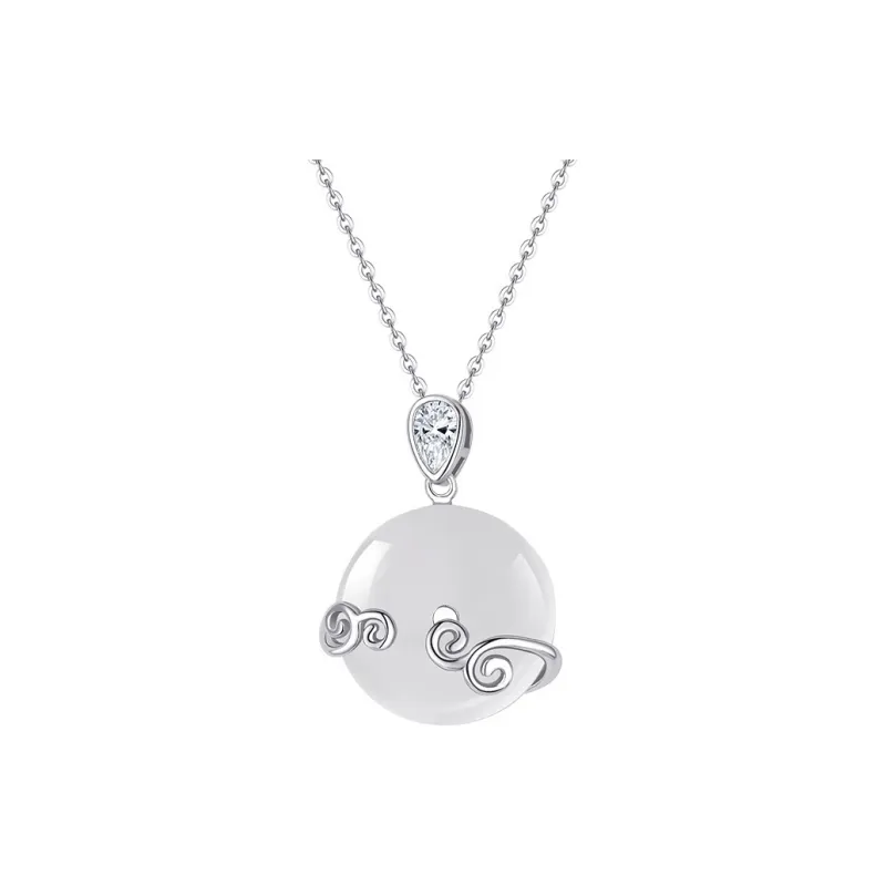 Artisan Lock Heart Jade Natural Chalcedony Necklaces Unisex-3