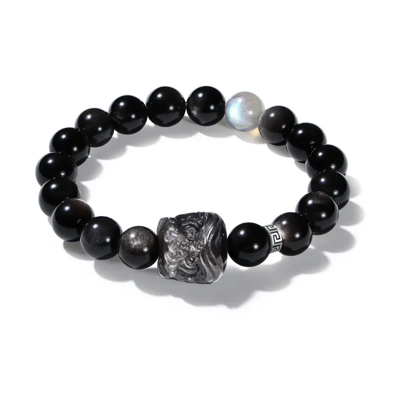 PUTUOSHANWENCHUANG Obsidian Jade Bracelets Unisex-0