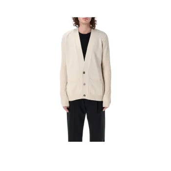 BALMAIN V Neck Logo Intarsia Knit Cardigan