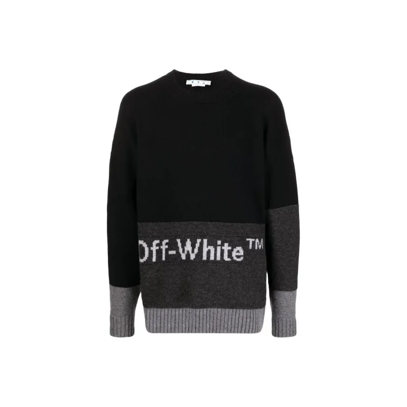 OFF-WHITE Colour-block Logo Intarsia Jumper-0