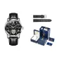 Black Leather Jet Black Dial Box