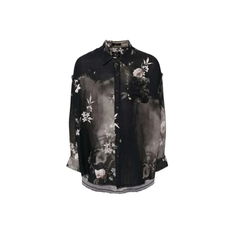 R13 Shredded Seam Floral Print Shirt-0